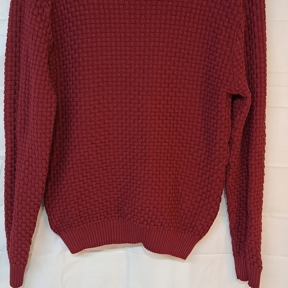 Zaitun Men's Hooded Sweatshirt Sweater Pullover Solid Knitted Maroon Size Large - Picture 10 of 15